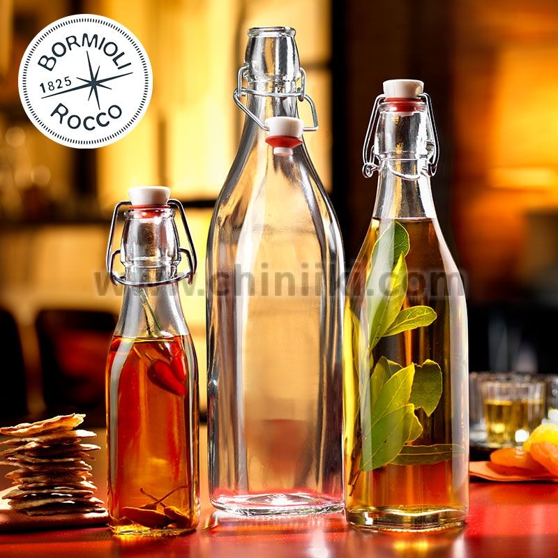 Swing стъклена бутилка с метален механизъм 1 литър, Bormioli Rocco Италия
