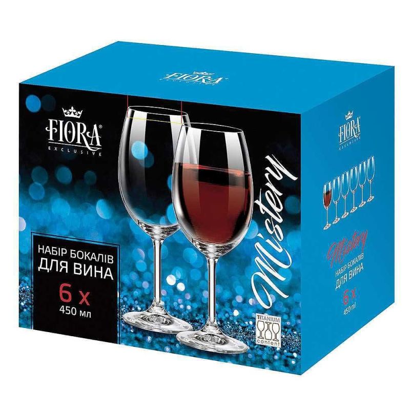 Чаши за червено вино 450 мл FIORA MISTERY, 6 броя, FIORA Чехия