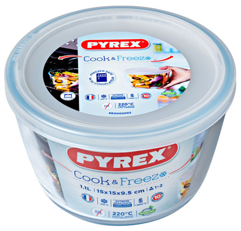 Кръгла кутия за съхранение с капак 15 x 10 см, COOK & FREEZE, PYREX Франция