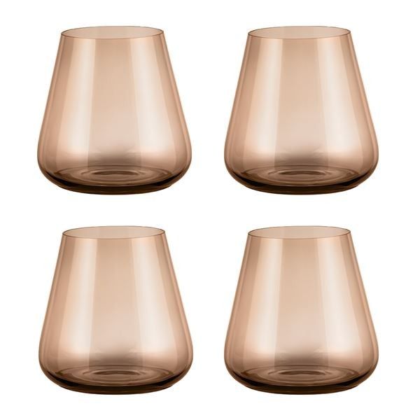 Стъклени чаши за вода 280 мл - 4 броя, цвят опушено кафяво (Coffee), BLOMUS Германия