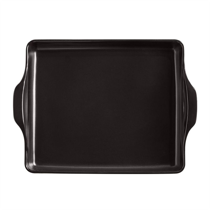 Керамична форма за печене на фокача 40 x 31 см, FOCACCIA BREAD BAKER, черен цвят, EMILE HENRY Франция