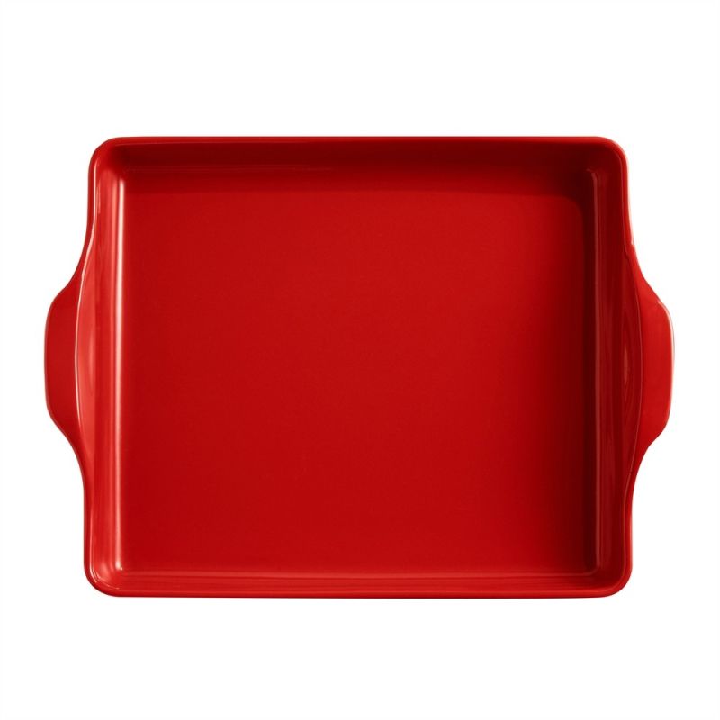 Керамична форма за печене на фокача 40 x 31 см, FOCACCIA BREAD BAKER, червен цвят, EMILE HENRY Франция