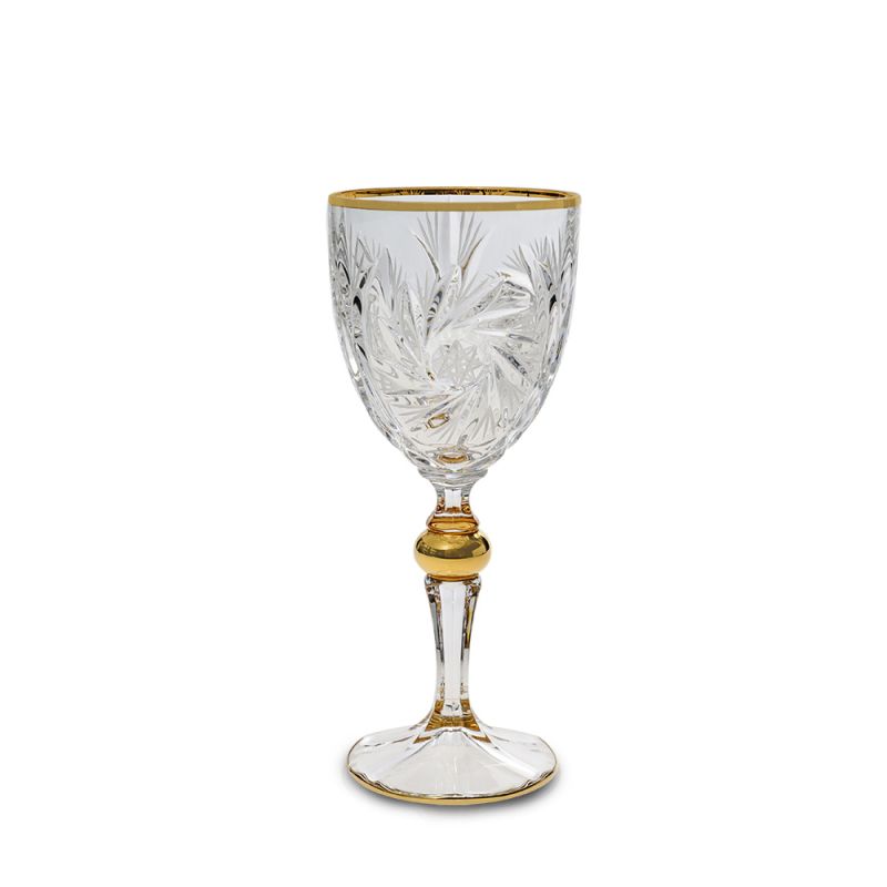 Кристални чаши за вино 260 мл Pinwheel Matt Cut and Gold, 6 броя, Bohemia Crystal