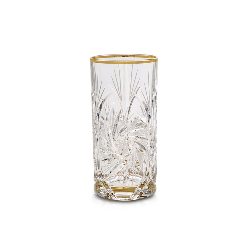 Кристални чаши за вода 370 мл Pinwheel Matt Cut and Gold, 6 броя, Bohemia Crystal