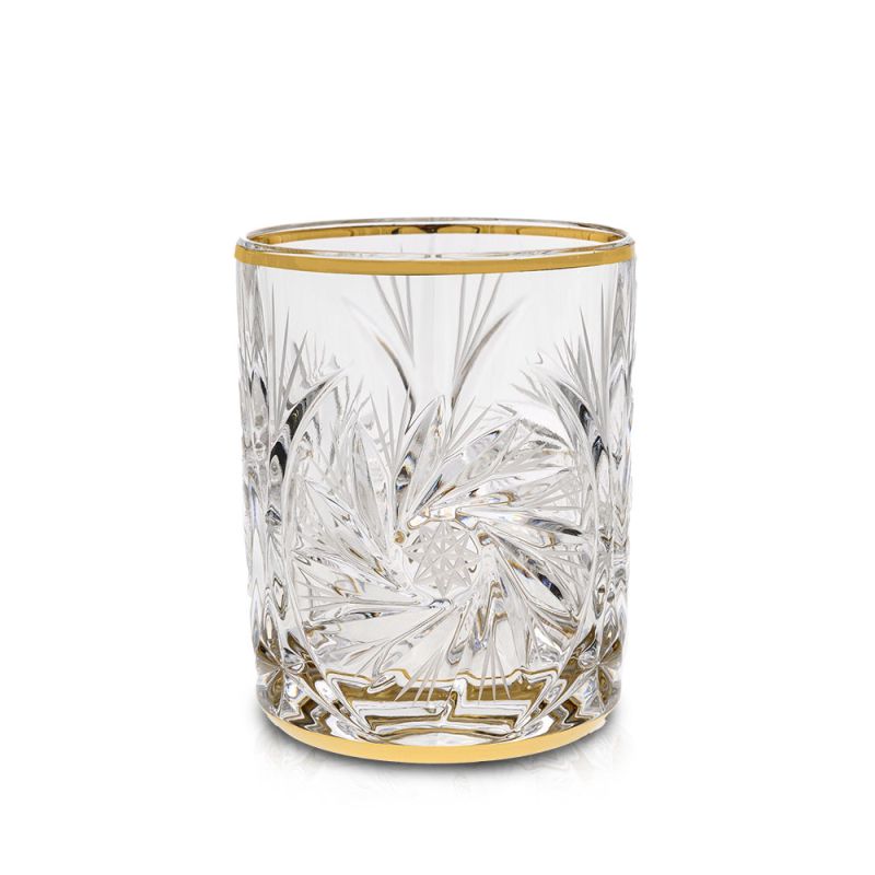 Кристални чаши за уиски 360 мл Pinwheel Matt Cut and Gold, 6 броя, Bohemia Crystal