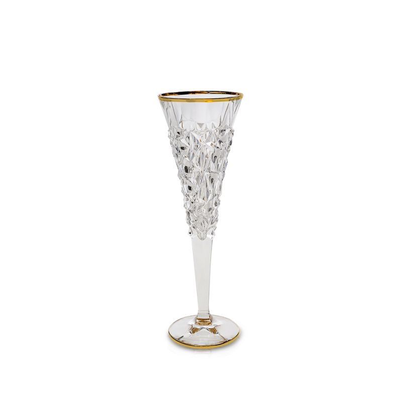 Кристални чаши за шампанско 200 мл - 6 броя Glacier Gold, Bohemia Crystal