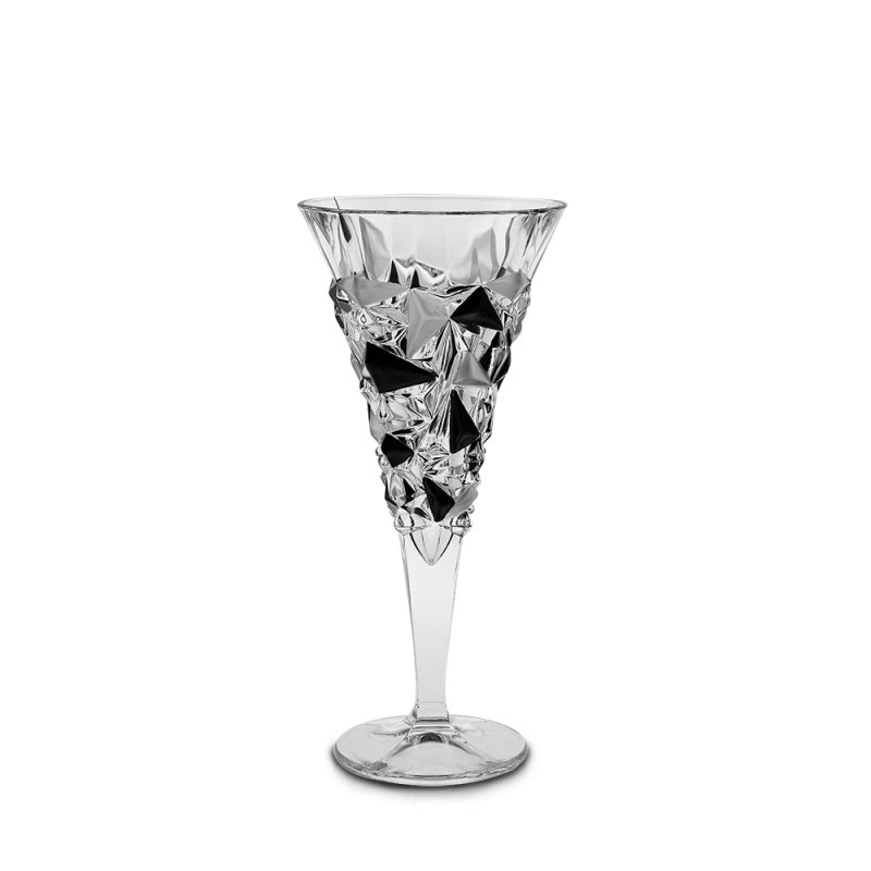 Кристални чаши за вино 250 мл Glacier Matt Fond and Black Lister, 6 броя, Bohemia Crystal