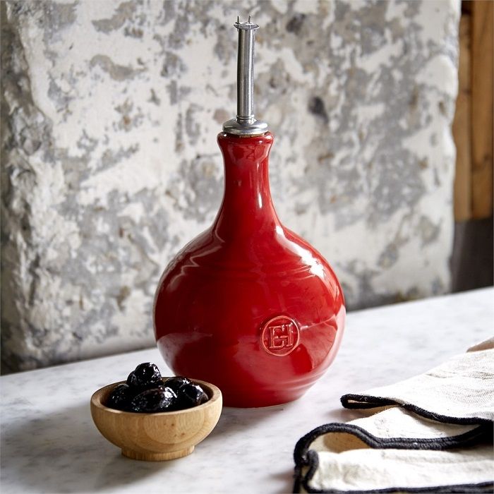 Керамична бутилка за оцет с дозатор 400 мл, VINEGAR CRUET, червен цвят, EMILE HENRY Франция