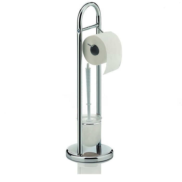 Комплект стойка за тоалетна хартия и четка за тоалетна FABIO - хромиран, KELA Германия