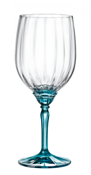 Чаши за бяло вино 380 мл със синьо столче FLORIAN BLUE, 6 броя, Bormioli Rocco Италия