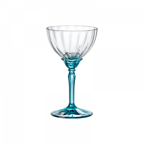 Чаши за мартини 240 мл със синьо столче FLORIAN BLUE, 6 броя, Bormioli Rocco Италия
