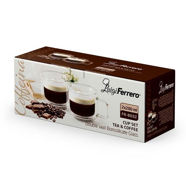 Двустенни чаши за кафе или чай 200 мл Coffeina - 2 броя, Luigi Ferrero