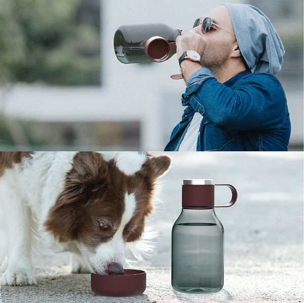 Бутилка за вода 1.5 литра с купичка за куче “DOG BOWL, черен цвят, ASOBU Канада