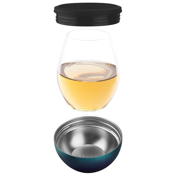 Чаша за уиски / вино 443 мл с термоизолираща основа WINE KUZIE, сребрист цвят, ASOBU Канада