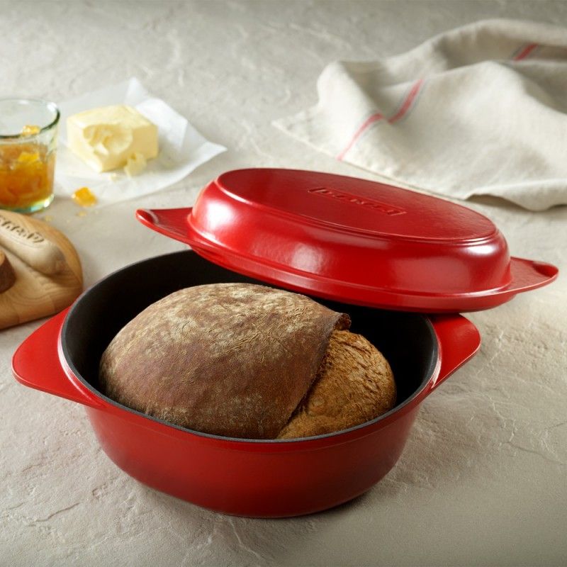 Чугунен терин / фурна за хляб 34 x 27 см, червен цвят, LAVA Турция