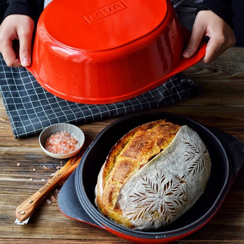 Чугунен терин / фурна за хляб 34 x 27 см, червен цвят, LAVA Турция