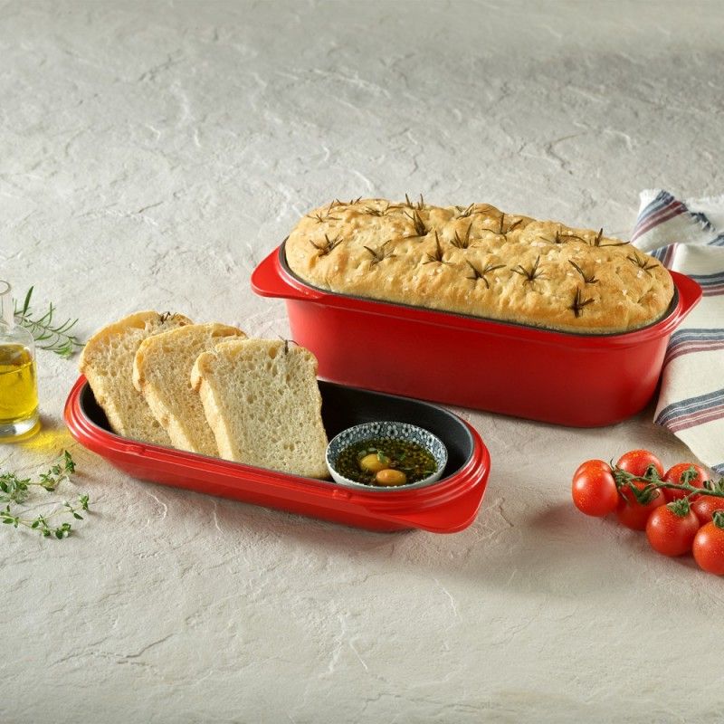 Чугунен терин / фурна за хляб 12 x 28 см, червен цвят, LAVA Турция