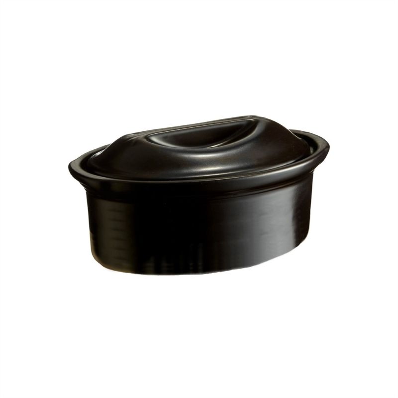 Овална форма за печене с капак 1.3 литра OVALE TERRINE, черен цвят, EMILE HENRY Франция