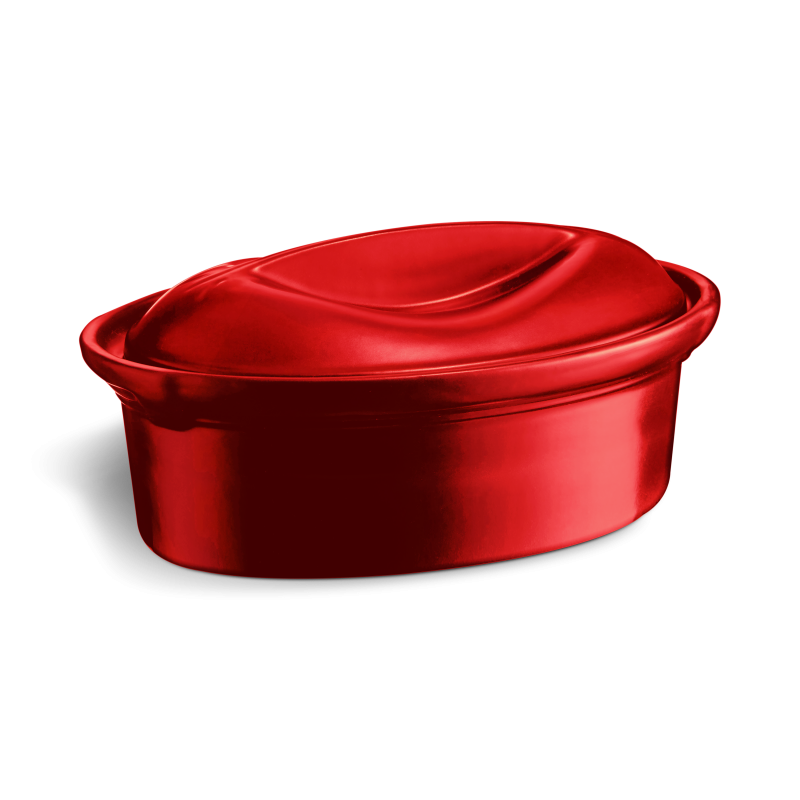 Овална форма за печене с капак 1.3 литра OVALE TERRINE, червен цвят, EMILE HENRY Франция