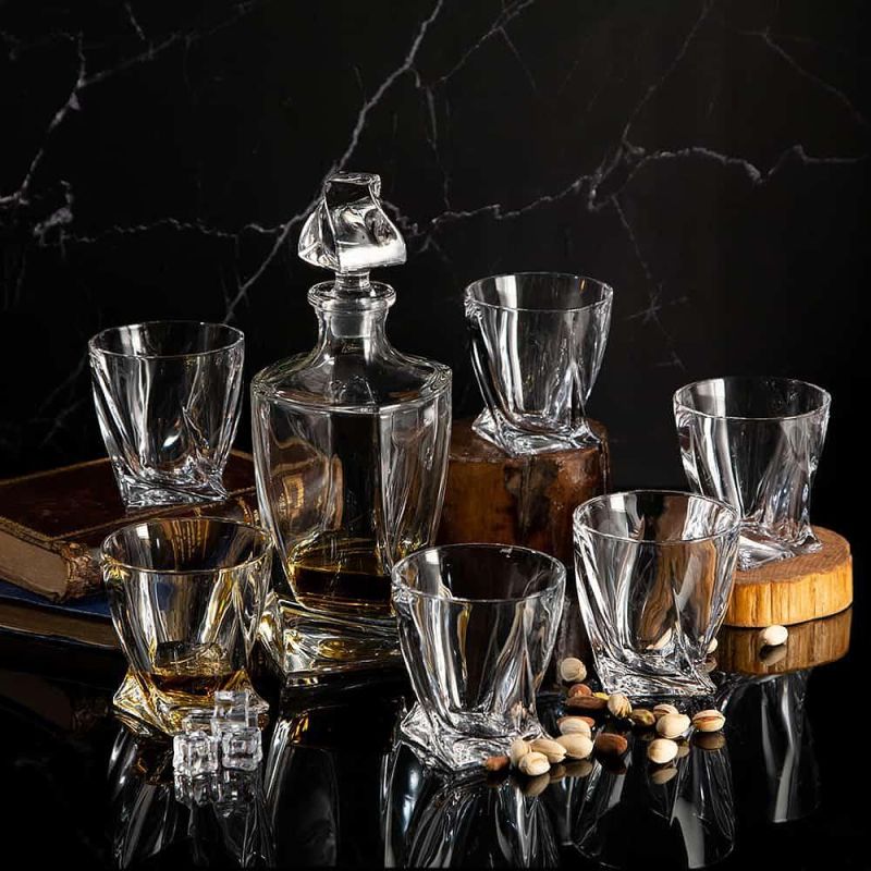 Кристален комплект за уиски 7 елемента Куадро, Bohemia Crystal Чехия