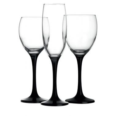 Чаши за бяло вино с черно столче 245 мл - 6 броя, VENUE