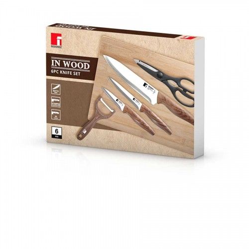 Комплект дъска за рязане, 3 ножа, ножица и белачка WOOD, Bergner Австрия